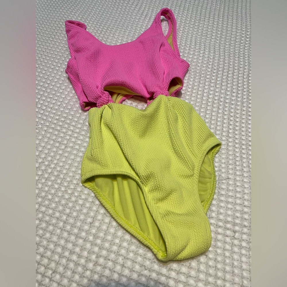 Art Class - Neon Pink and Yellow Kids One Piece Swimsuit